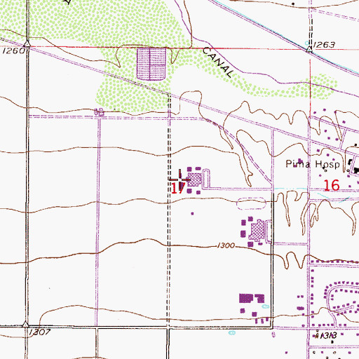 Topographic Map of Sacaton Elementary School, AZ