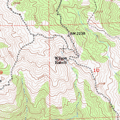 Topographic Map of Willson Ranch, CA