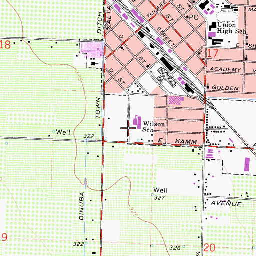 Topographic Map of Wilson Elementary School, CA
