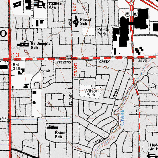 Topographic Map of Wilson School, CA