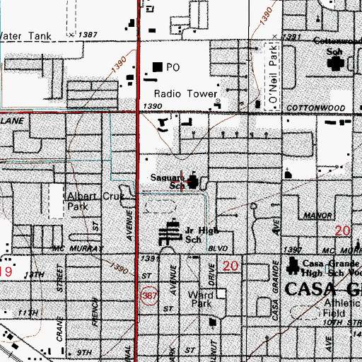 Topographic Map of Saguaro Elementary School, AZ