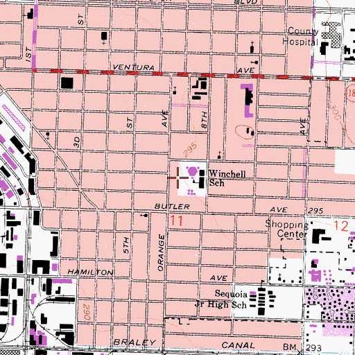 Topographic Map of Winchell Elementary School, CA