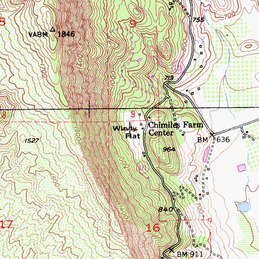 Topographic Map of Wind Flat, CA