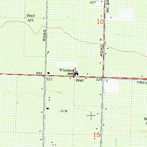 Topographic Map of Windsor School, CA