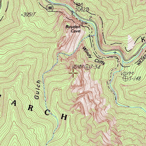 Topographic Map of Windy Cliffs, CA
