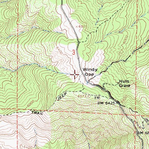 Topographic Map of Windy Gap, CA