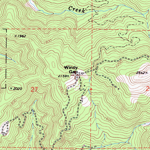 Topographic Map of Windy Gap, CA