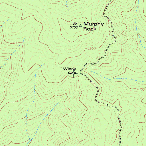 Topographic Map of Windy Gap, CA