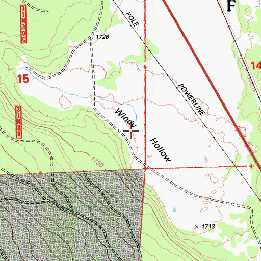 Topographic Map of Windy Hollow, CA