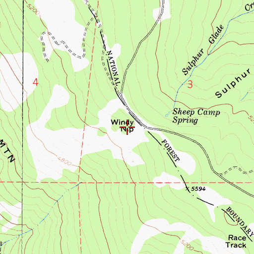 Topographic Map of Windy Nip, CA