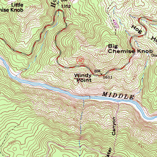 Topographic Map of Windy Point, CA