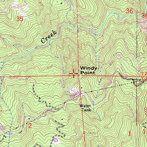 Topographic Map of Windy Point, CA