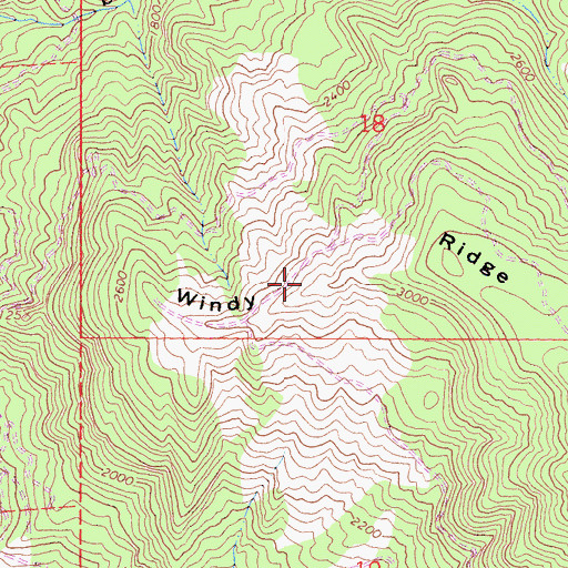 Topographic Map of Windy Ridge, CA