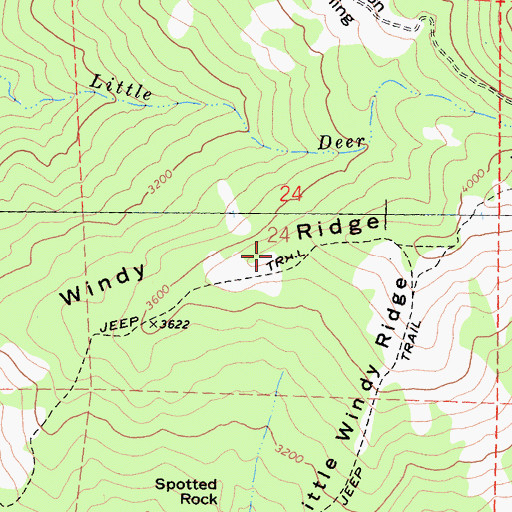 Topographic Map of Windy Ridge, CA