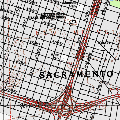 Topographic Map of Winn Park, CA