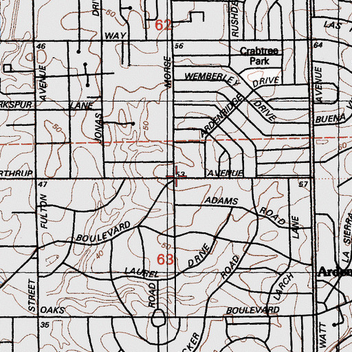 Topographic Map of Herbert Winterstein Adult Center, CA