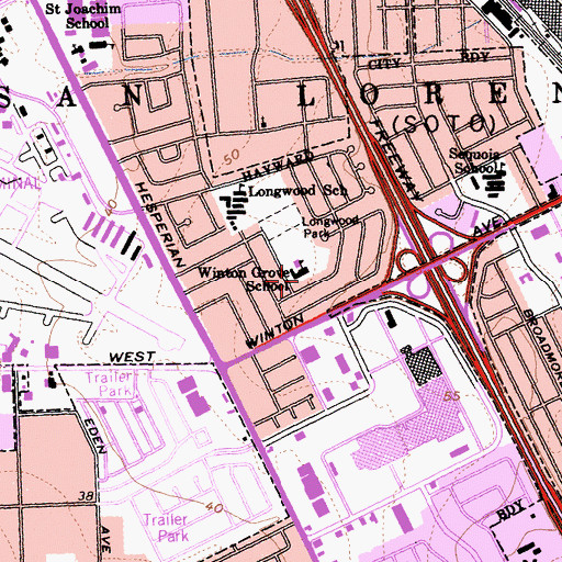 Topographic Map of Winton Grove School, CA