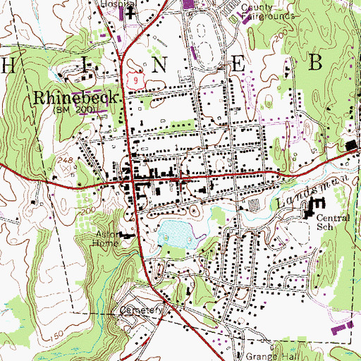 Topographic Map of Rhinebeck Fire Department, NY