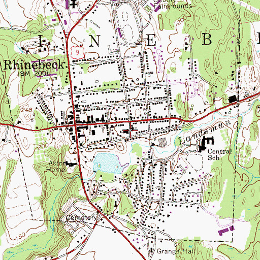 Topographic Map of Rhinebeck Central School Primary Building (historical), NY