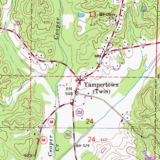 Topographic Map of Twin, AL