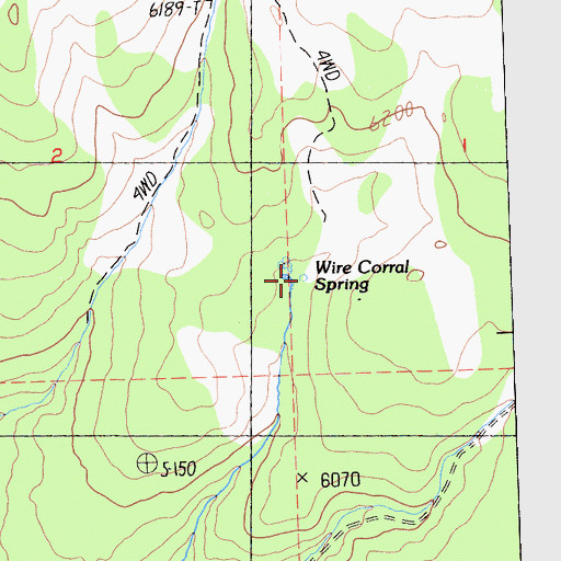 Topographic Map of Wire Corral Spring, CA