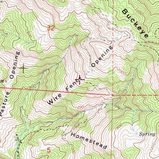 Topographic Map of Wire Fence Opening, CA