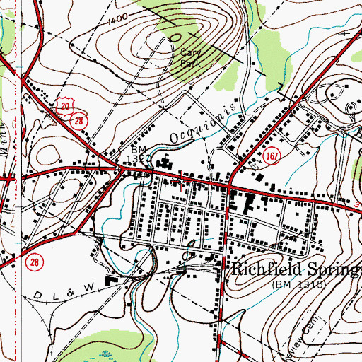 Topographic Map of Richfield Springs Public Library, NY