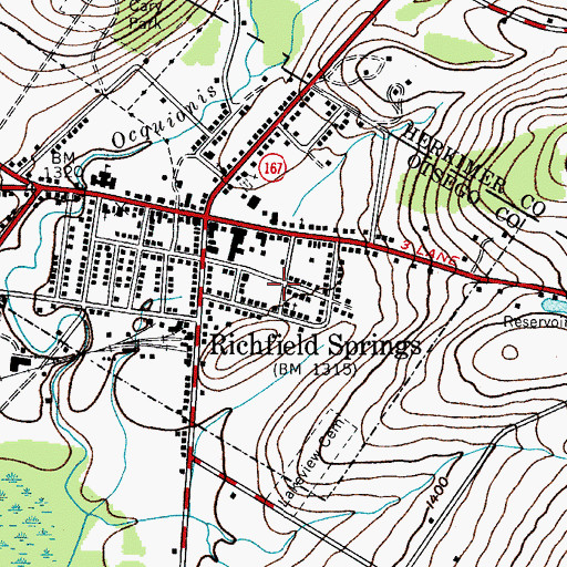 Topographic Map of Richfield Springs Volunteer Fire Department, NY
