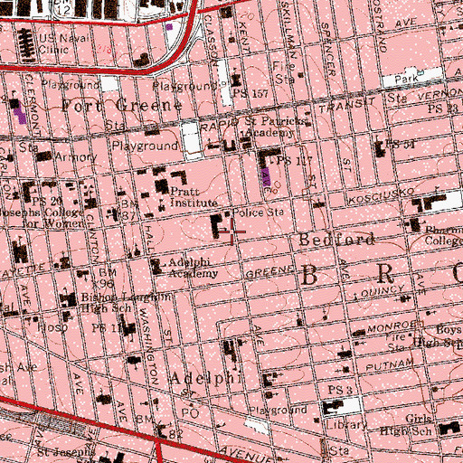 Topographic Map of DeKalb Playground, NY