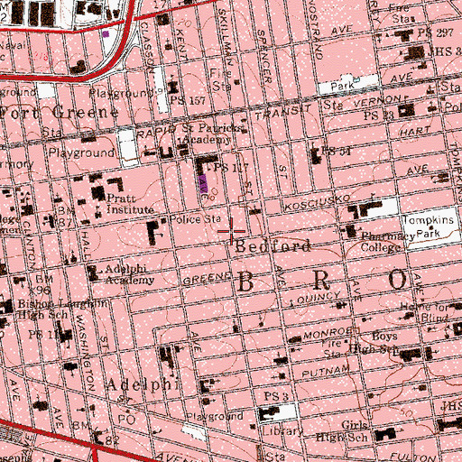 Topographic Map of Lafayette Gardens Playground, NY