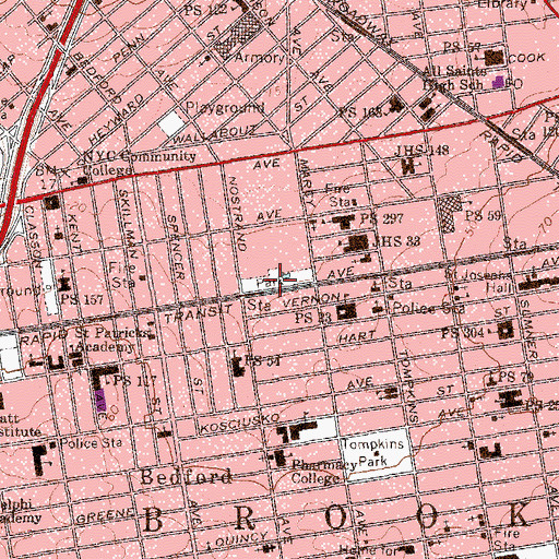 Topographic Map of Marcy Playground, NY