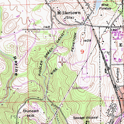 Topographic Map of Wise Penstock, CA