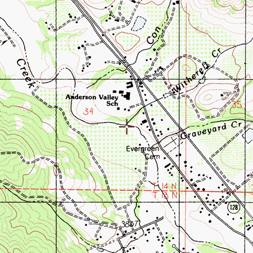 Topographic Map of Witherell Creek, CA