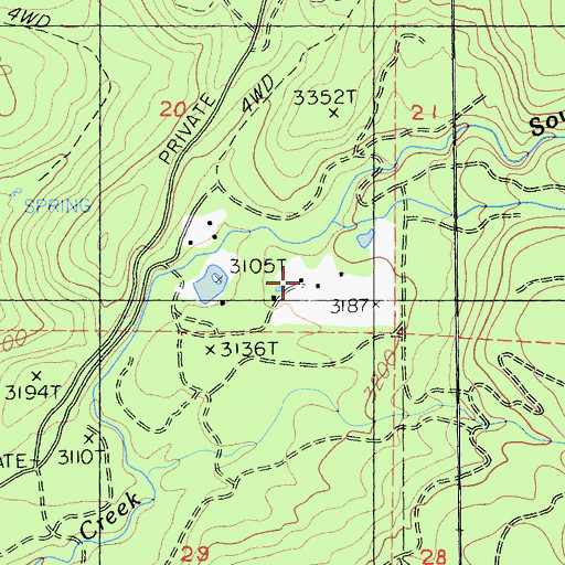 Topographic Map of Witherow Ranch, CA