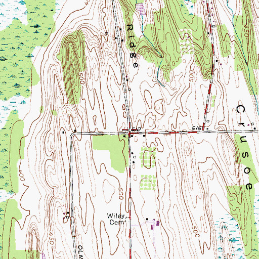 Topographic Map of Wiley Corner, NY