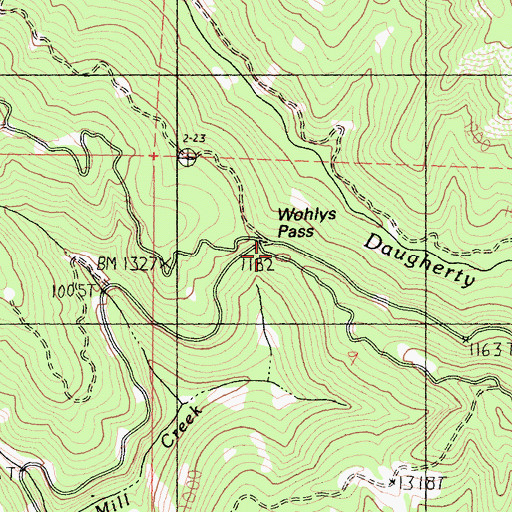 Topographic Map of Wohlys Pass, CA