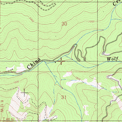 Topographic Map of Wolf Creek, CA