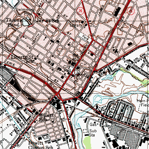 Topographic Map of Saint Peters Roman Catholic Church, NY