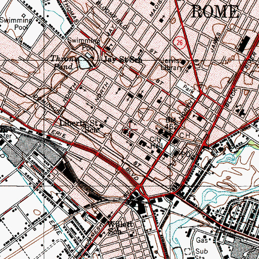 Topographic Map of Saint Mary's Parochial School (historical), NY