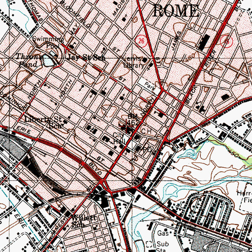Topographic Map of First Presbyterian Church, NY