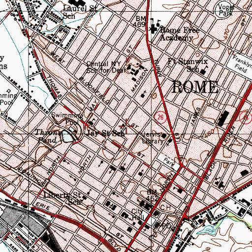 Topographic Map of Seventh Day Adventist Church (historical), NY