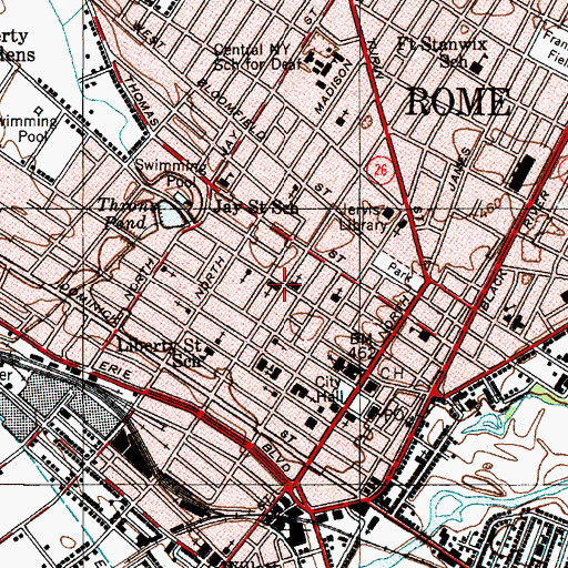 Topographic Map of First Baptist Church, NY