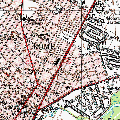 Topographic Map of Black River Boulevard Shopping Center, NY