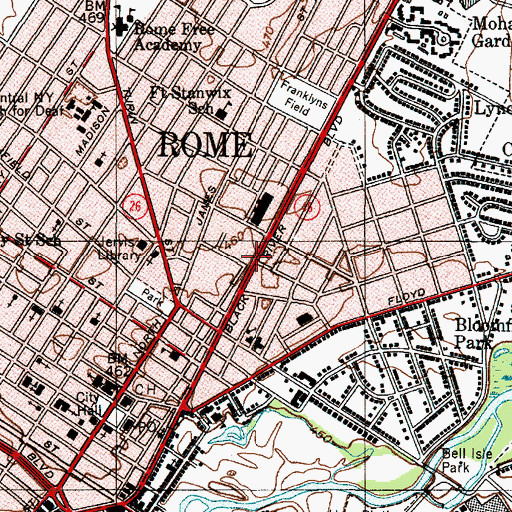 Topographic Map of Rome Fire Station Number 3, NY