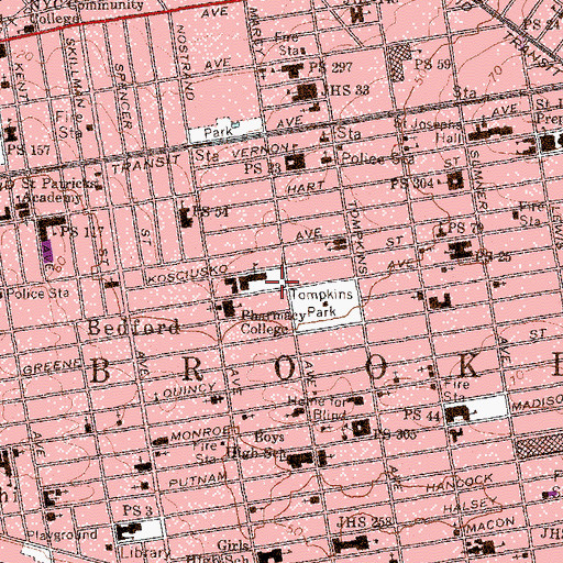 Topographic Map of Banneker Playground, NY