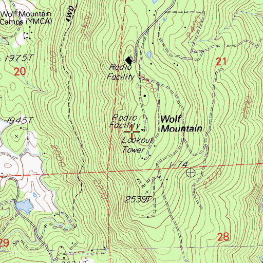 Topographic Map of Wolf Mountain, CA