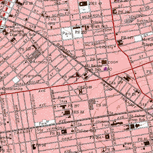 Topographic Map of Bartlett Playground, NY