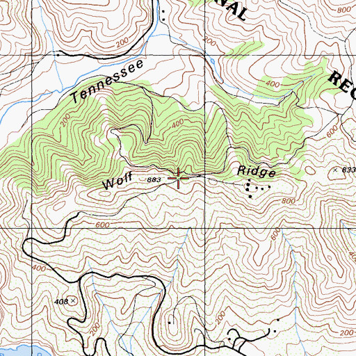 Topographic Map of Wolf Ridge, CA