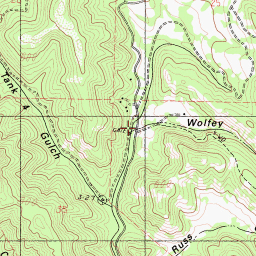 Topographic Map of Wolfey Gulch, CA