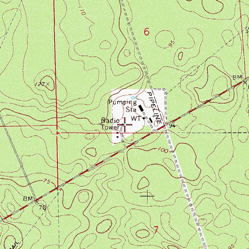 Topographic Map of Florida Gas Transmission Company Radio Tower, FL